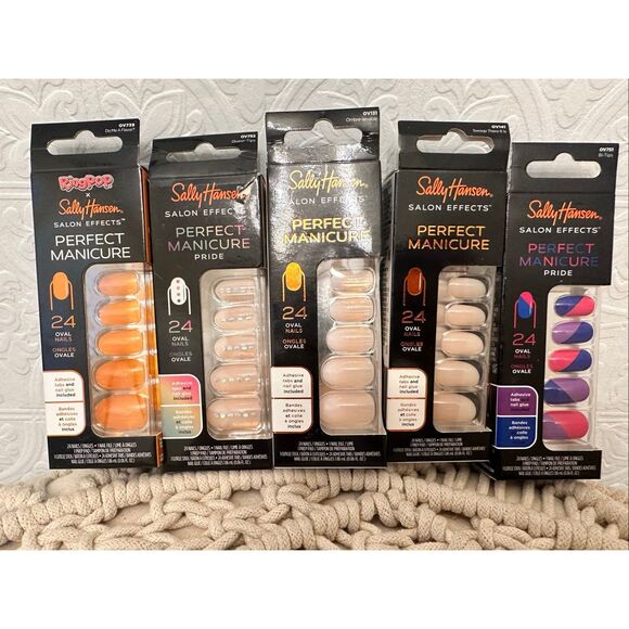 Sally Hansen Perfect Manicure Oval Shaped Nails With Nail Glue 5 Sets - Picture 1 of 5